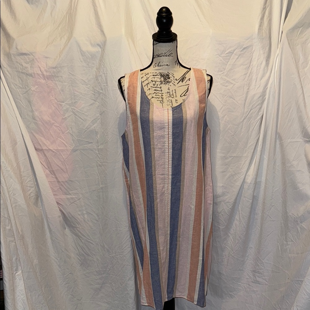 Max Studio Blue and Pink Sleeveless Sundress